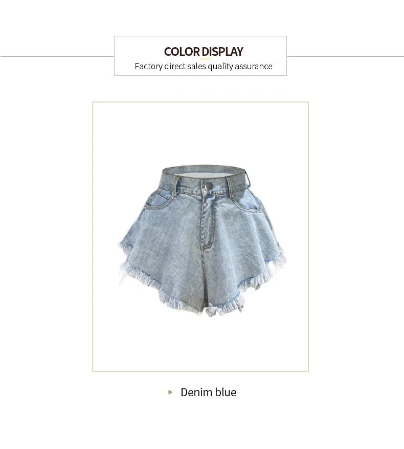 2025 Summer New Women Jeans Denim Shorts High Waist Loose Tassel Jeans S-xxl