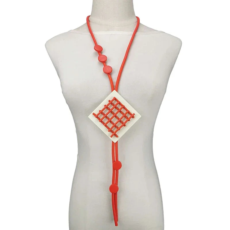UKEBAY New Pendant Necklace Women Handmade Jewelry Rubber Necklaces Long Clothes Chain Statement Accessories Luxury Necklaces