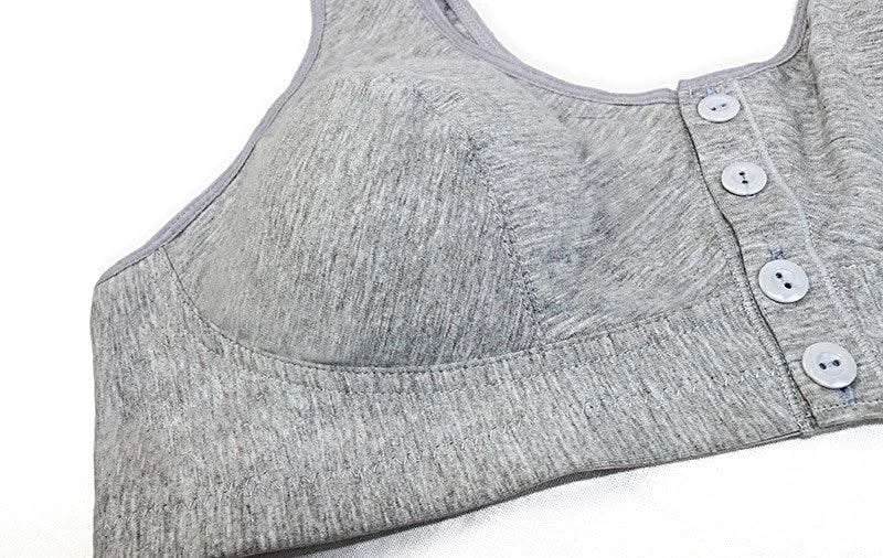 Front Closure Cotton Bras Women Removable Padded Bra Soft Camisole Middle Age Women Everyday Underwear Big Bust 50/115 B C Cup