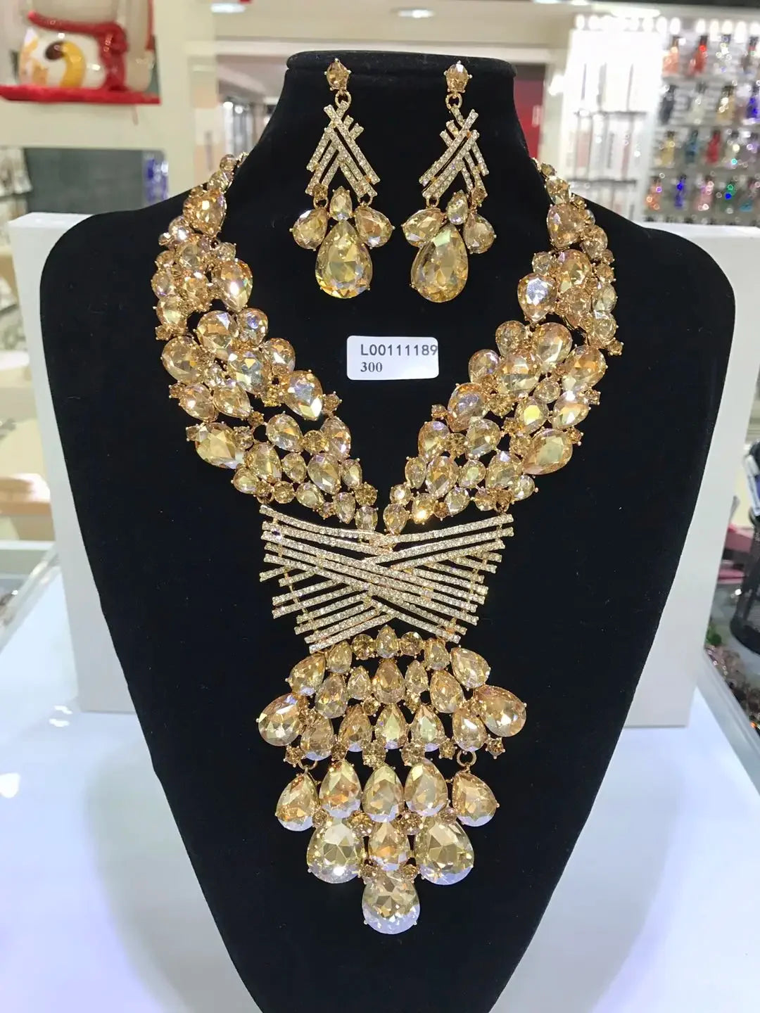 Women Luxury Necklaces Set Wedding Delicate Fashion Jewelery Set Crystal Rhinestone Earrings Jewelry Sets