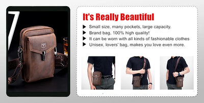 BULLCAPTAIN-Men's Leather Shoulder Bag Brand Casual Men's Bags Small Mini Multifunctional Crossbody Bag's D07