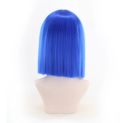 Synthetic Hair Short Wig With Bangs Cosplay Wigs For Women Straight Bob Wig Korean Pink Red Brown Blue Green White Purple Grey