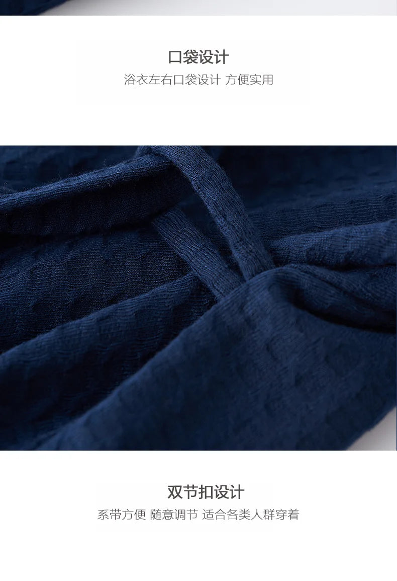 Waffle Couple Bathrobe Short Male Female Kimono Korean Style Nightwear Daily Casual Home Lounge Robe домашняя одежда женская