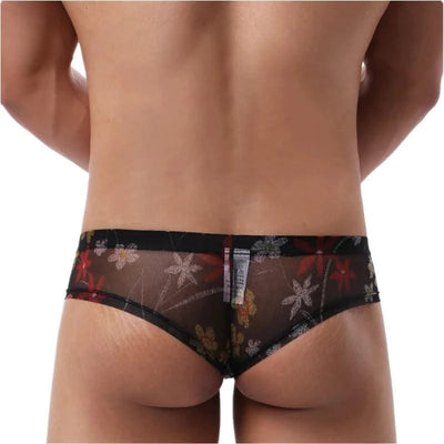 Sexy Mens Boxers Shorts Man Transparent Underwear Men Breathable Boxer Briefs Mesh Print Men's Panties Men U Pouch Bikini Shorts