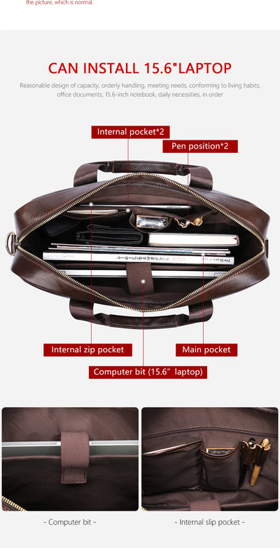 WESTAL Men's Briefcases Men's Bags Genuine Leather Lawyer/Office Bag Laptop Bag Men's Leather Briefcases Bag for Documents