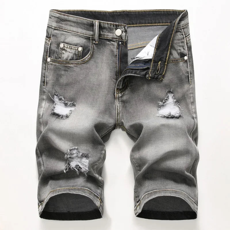 2023 Summer New Mens Ripped Short Jeans Brand Clothing Bermuda Cotton Shorts Men Thin Breathable Casual Denim Shorts