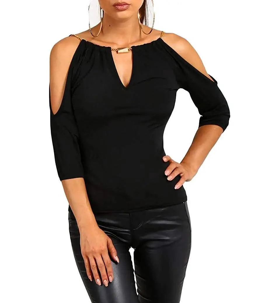 Women Summer Cotton Shirt Short Sleeve Off-shoulder Blouses Sexy Solid Loose Casual Shirt S-XL