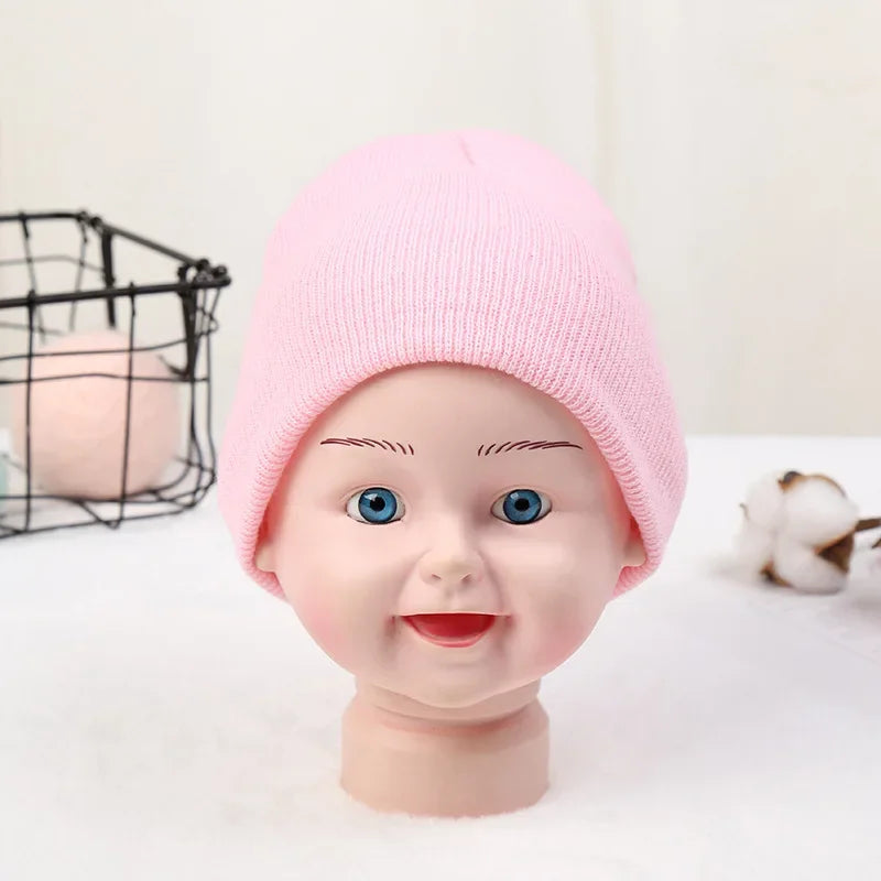 Solid Beanies Hat for Kids Baby Girls Boys Autumn Winter Caps Warm Soft Candy Knitted Bonnet Hats Skullies Toddler Children Cap