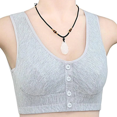 Front Closure Cotton Bras Women Removable Padded Bra Soft Camisole Middle Age Women Everyday Underwear Big Bust 50/115 B C Cup