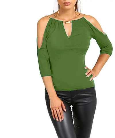 Women Summer Cotton Shirt Short Sleeve Off-shoulder Blouses Sexy Solid Loose Casual Shirt S-XL