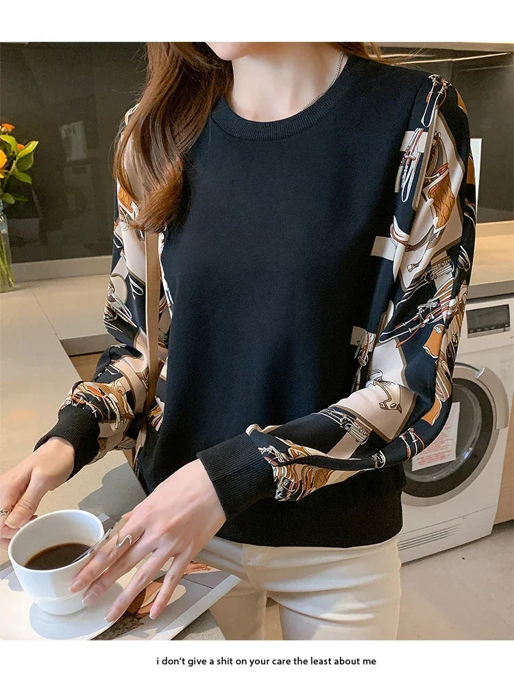 New Spring women Sweatshirts fashion patchwork Hoodies causal Sweatshirt Tops
