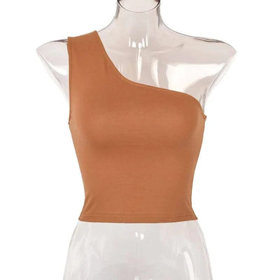 Women Sports Tank Tops Sexy Crop Tops Vest Casual One Shoulder