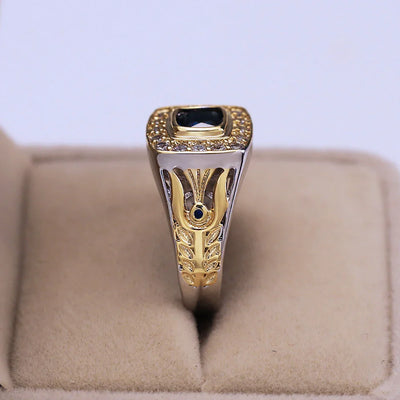 Luxury 925 Ring for Men Natural 2 Carat Sapphire with Diamond Jewelry Anillos De Bizuteria Anillos Gemstone Rings Box