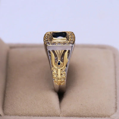 Luxury 925 Ring for Men Natural 2 Carat Sapphire with Diamond Jewelry Anillos De Bizuteria Anillos Gemstone Rings Box