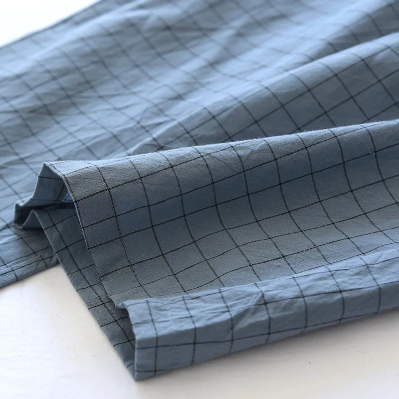 couple washed cotton trousers thin men and women home pants Elastic Waist Sleep Bottoms Plaid lounge pants home sleepwear 2021