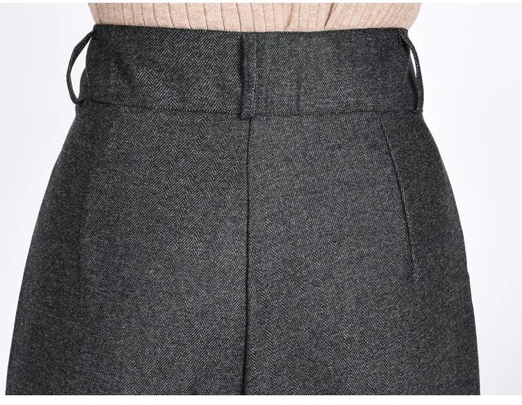 2023 Winter Warm Wool Women's Pants Female High Waist Pleated Wide Leg  Capris for Women Trousers Woman  4xl