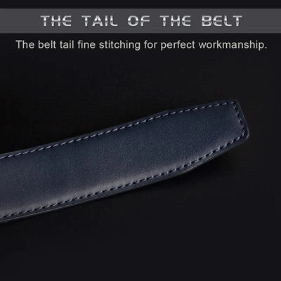 Blue Genuine Leather Automatic Buckle Strap Metal Belts for Men| Male