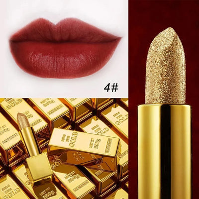 Gold Velvet Matte Moisturizing Waterproof Lipstick Makeup/cosmetics Pigment Nude Rouge
