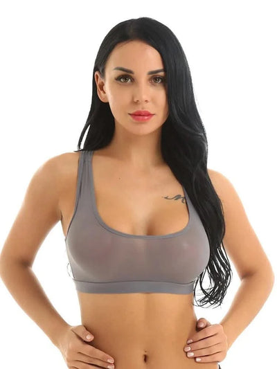 Women Sheer Slim Fit Sport Bra Top Ultra Thin