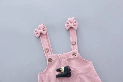 Summer Children Clothing Baby Cute  Girls Casual T-Shirts Bib Shorts 2Pcs/Set Toddler Cartoon Fashion Cotton Infant Clothes Suit