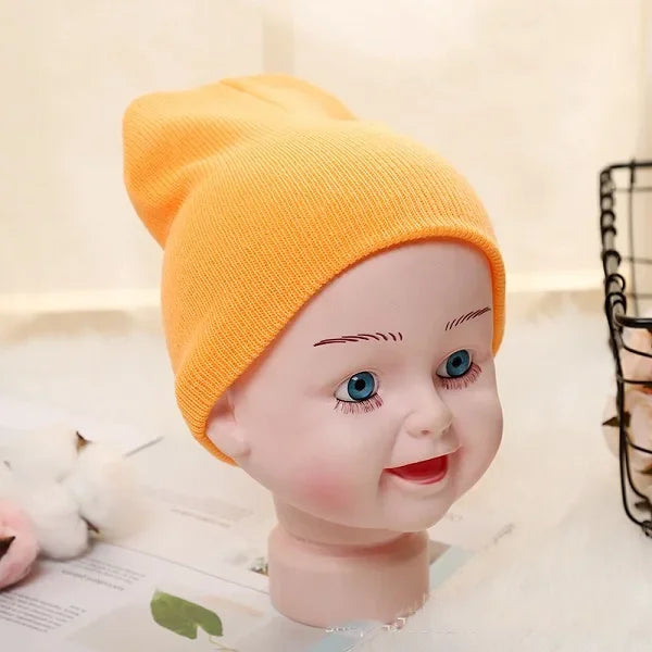 Solid Beanies Hat for Kids Baby Girls Boys Autumn Winter Caps Warm Soft Candy Knitted Bonnet Hats Skullies Toddler Children Cap