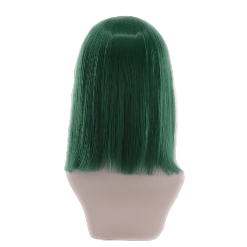 Synthetic Hair Short Wig With Bangs Cosplay Wigs For Women Straight Bob Wig Korean Pink Red Brown Blue Green White Purple Grey