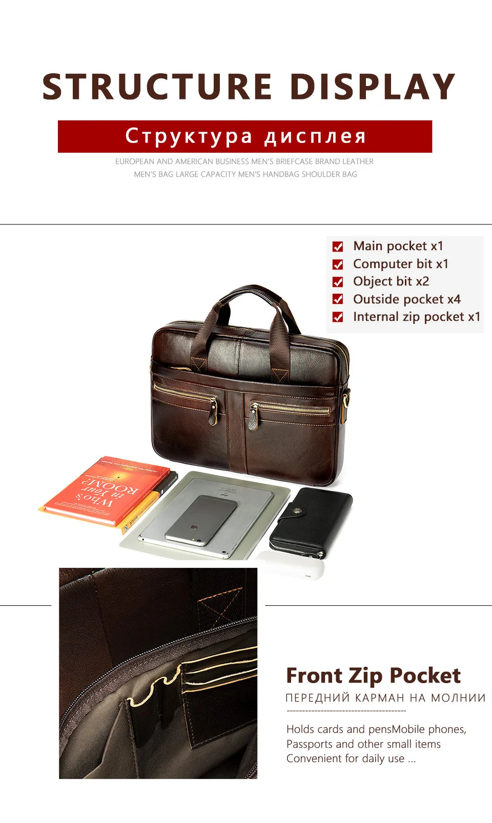 WESTAL Men's Briefcases Men's Bags Genuine Leather Lawyer/Office Bag Laptop Bag Men's Leather Briefcases Bag for Documents