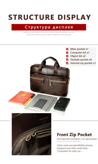 WESTAL Men's Briefcases Men's Bags Genuine Leather Lawyer/Office Bag Laptop Bag Men's Leather Briefcases Bag for Documents