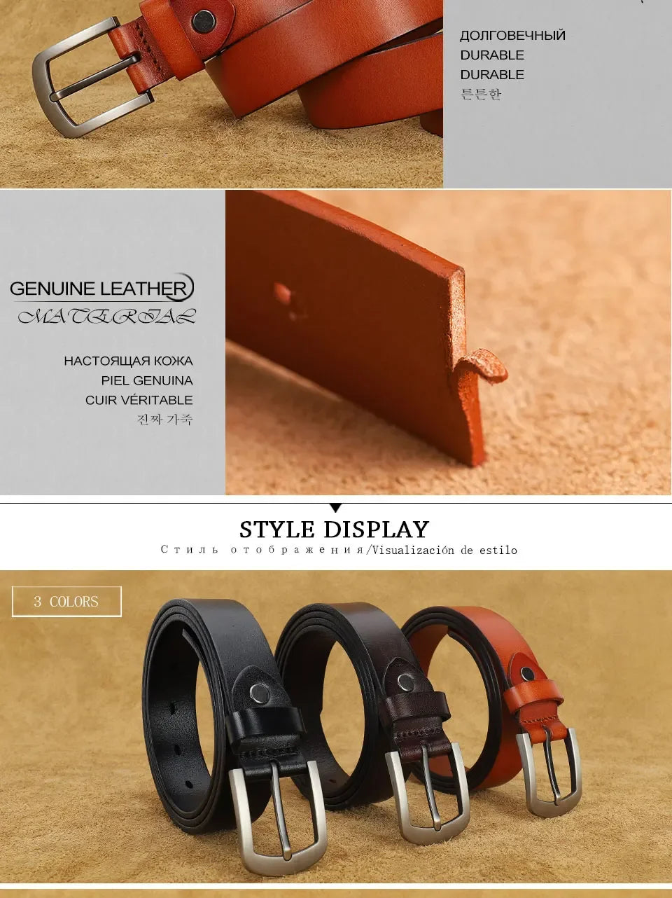 High Quality Fashion Retro Women Female Belt Genuine Leather Belts For Women Jeans
