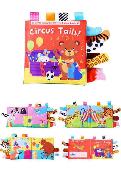 New Baby Toys Cartoon Animals Tail Baby Cloth Book Educational Ringed Paper Cloth Book Toys Enlightenment Baby Toys 0 12 Months