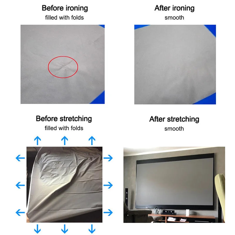 Portable Projector Screen Reflective Fabric Cloth Projection Curtain Highly Increase Brightness for Low Lumen Projectors