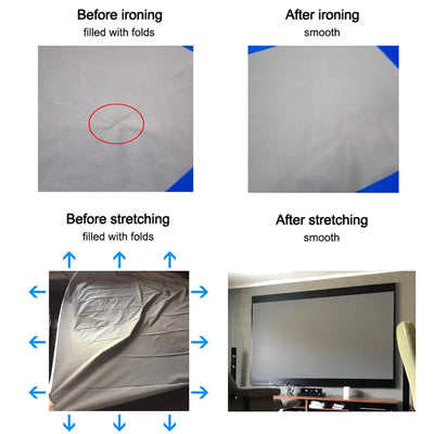 Portable Projector Screen Reflective Fabric Cloth Projection Curtain Highly Increase Brightness for Low Lumen Projectors
