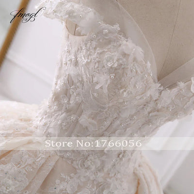 Customized Sexy Sweetheart Lace Ball Gown Wedding Dresses Applique Beaded Flowers Chapel Train Bride Gown Vestido De Noiva