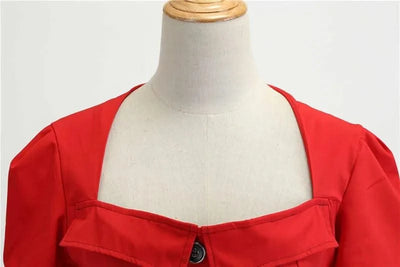 Women Summer Dress Elegant Retro Vintage 50s 60s Robe Rockabilly Swing Pinup Dresses Casual Red Party Vestidos