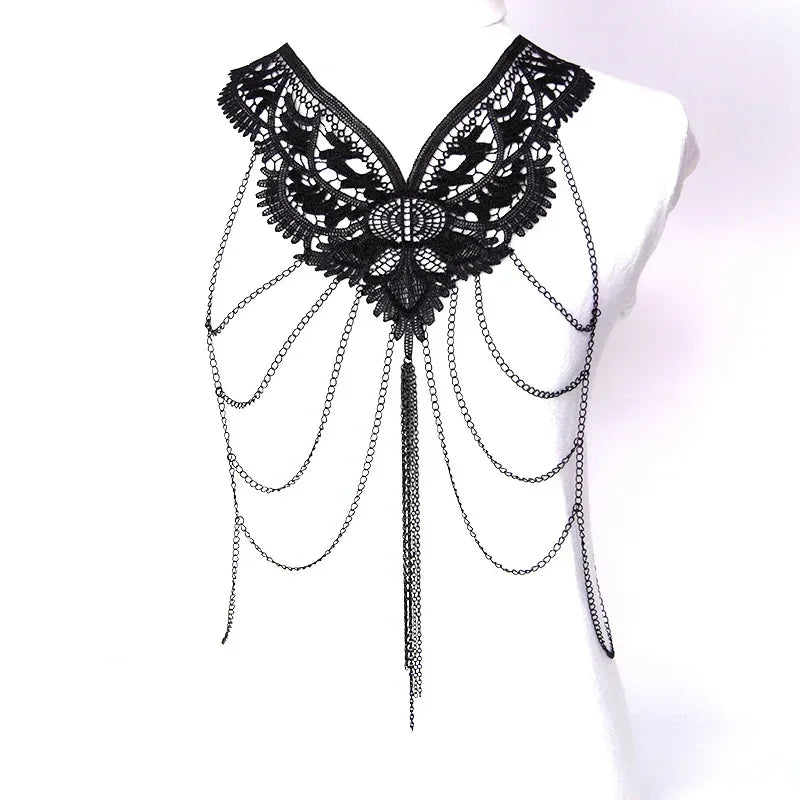 Multi layer Chain necklace Women Tassel Necklaces&pendants Black Lace Collares big necklace Women Maxi Colar