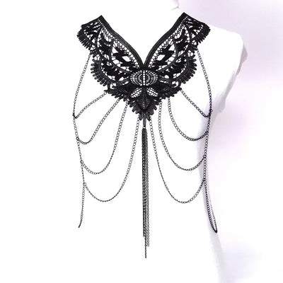 Multi layer Chain necklace Women Tassel Necklaces&pendants Black Lace Collares big necklace Women Maxi Colar