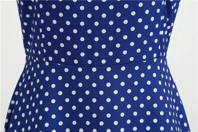 Women Summer Dresses Robe Vintage 50s 60s Big Swing Party Rockabilly Dress White Polka Dot Vestidos