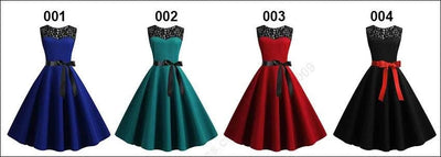 Elegant Party Dress Women Summer Lace Vintage Vestidos 50s 60s Rockabilly Swing Dress Casual  Midi Dresses