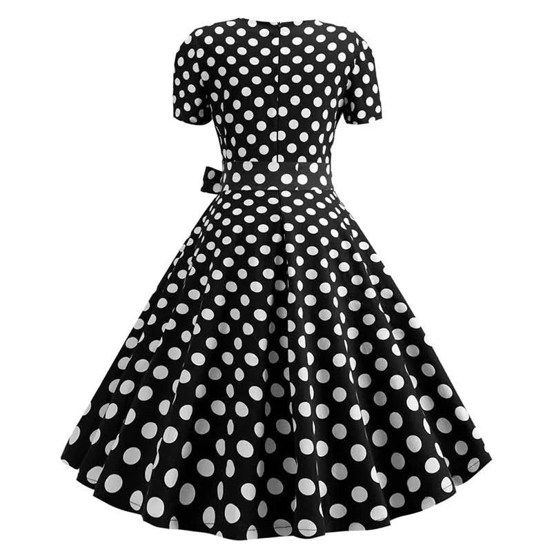 Women Summer Dress Elegant Retro Vintage 50s 60s Robe Rockabilly Swing Pinup Dresses Casual Red Party Vestidos