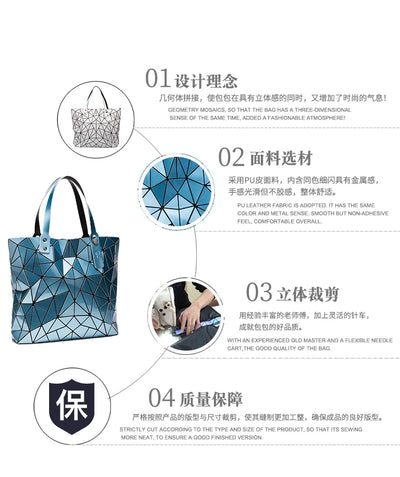 new luxury handbags women bags designer Beach Large tote Hologram Shoulder Bag sac a main Geometric bag bolsa feminina Silver