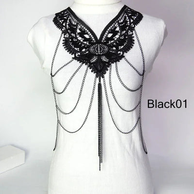 Multi layer Chain necklace Women Tassel Necklaces&pendants Black Lace Collares big necklace Women Maxi Colar