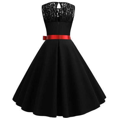 Elegant Party Dress Women Summer Lace Vintage Vestidos 50s 60s Rockabilly Swing Dress Casual  Midi Dresses