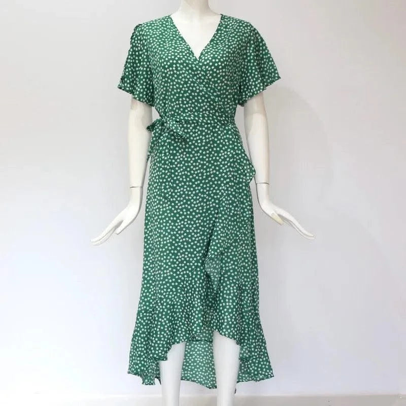 Summer Beach Maxi Dress Women Floral Print
