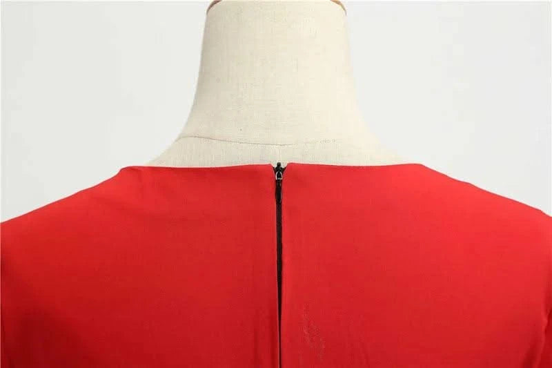 Women Summer Dress Elegant Retro Vintage 50s 60s Robe Rockabilly Swing Pinup Dresses Casual Red Party Vestidos