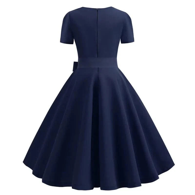 Women Summer Dress Elegant Retro Vintage 50s 60s Robe Rockabilly Swing Pinup Dresses Casual Red Party Vestidos
