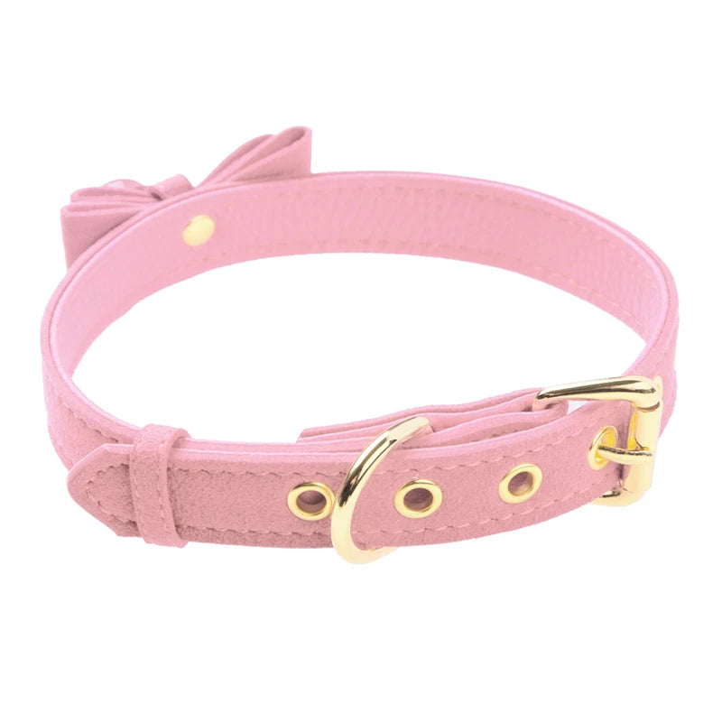 Fashion Bow Tie Neck Choker Collar Necklace with Bell PU Leather Adjustable Choker Collar for Women Girls Halloween cat costume