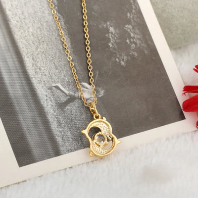Luxury Necklaces For Women Romantic Couples Jewelry Crystal Inlay Gold Color Pisces Dolphin Pendant Chain casual Necklace Gift
