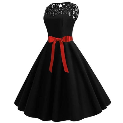 Elegant Party Dress Women Summer Lace Vintage Vestidos 50s 60s Rockabilly Swing Dress Casual  Midi Dresses