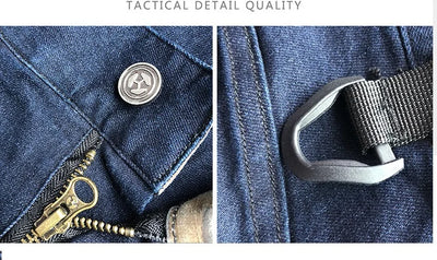 Men Tactical Jeans Denim Pants Stretchy Jeans Trousers Comfortable Full Length Multi Pockets Commuter Strenthen Knee Leggings