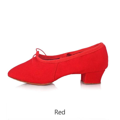 Women Dance Shoes Girls Ballet Jazz Salsa Shoes Soft Sole Low Heels Kids Dancing Slippers Pink Black Red Children Latin Sneakers